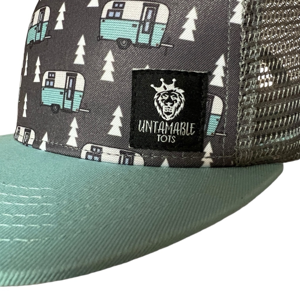 Adventure Camper Themed Unisex Kids Untamable Tots Gray and Teal SnapBack Hat - Picture 6 of 8